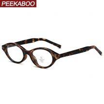 Peekaboo retro oval glasses frame for men TR90 korean style women small glasses anti blue light acetate leopard black unisex