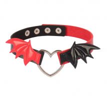 2024 Halloween schwarz rot Fledermaus flügel Choker Halskette für Frauen Mädchen Herz Pu Leder Kragen Gothic Schmuck Geschenk
