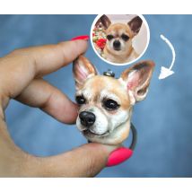 Personalisierter Cartoon-Portrait-Haustier-Schlüsselanhänger, individuelles Hundekopf-Ornament, individuelles Haustier-Geschenk, Haustier-Mini-Skulptur, Haustier-Liebhaber-Geschenkideen