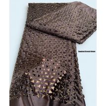 Handcut Korean Velvet with Gold Edgings Unique Holed African Lace Fabric Soft Stretch Cloth for Occasions Nigerian Garment