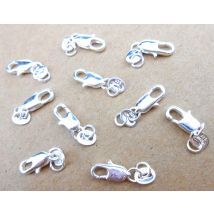 Großhandel mit Schmuckzubehör, 20 Stück, echtes reines 925er-Sterlingsilber, Karabinerverschlüsse mit 925-Tag für Halsketten + Biegeringe zum Öffnen