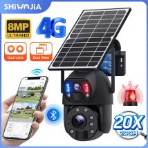 SHIWOJIA 4K 8MP 4G fotocamera solare 20X Zoom doppia registrazione obiettivo tracciamento umanoide telecamera WIFI esterna CCTV impermeabile in metallo