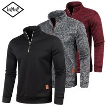 Felpe da uomo Pullover primaverile più spesso Pullover con mezza cerniera per uomo Felpa con cappuccio da esterno Dolcevita autunnale tinta unita Swea