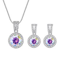 Joyce Kelly 2 Karat insgesamt Moissanit-Schmuckset, Sterlingsilber 925, Halskette, Ohrringe, edler Schmuck, Hochzeitsset, Pass-Dismond-Tester