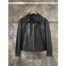 Retro Echtes Leder Jacke Männlichen Revers Frühling Hohe Qualität Ziegenleder Krokodil Muster Mantel Lässig Männer Punk Kurze Oberbekleidung 5XL