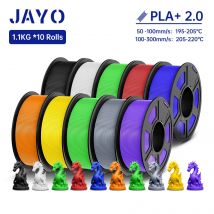 JAYO 3D-Filament PLA + 2.0 10 Rollen Upgrade PLA plus 3D-Drucker-Filament Ordentlich 3D-Druckmaterial für FDM Mehrfarbig