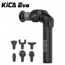 KiCA Evo Pistola per fascia Pistola per massaggio muscolare portatile 15 kg 3 marce 3200 giri/min con 6 testine per massaggio Asta di prolunga da 9 cm Lega di alluminio