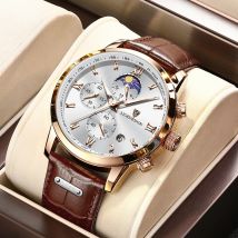 Lige casual herren uhr luxus leder wasserdicht sport quarz armbanduhr chronograph militär uhr für männer relogio mascumino