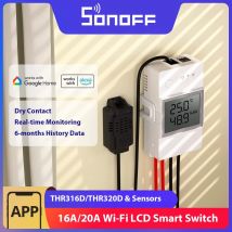 SONOFF THR316D/THR320D interruptor inteligente de temperatura y humedad 16A/20A salida de contacto seco monitoreo de pantalla LCD a través de eWeLink Alexa