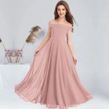 A-Linie, schulterfrei, bodenlang, Chiffon, Junior-Brautjungfernkleider, Cabernet, Blumenmädchenkleid, Hochzeit, Junior-Partykleid