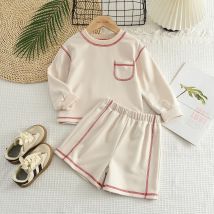 Herbst Casual Sport Kinder Anzug für 3-7 Jahre Alt Einfarbig Tägliche Mädchen Kleidung Langarm Top + shorts Zwei Stücke Set
