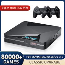 KINHANK Super Console X2 Pro Retro Video Game Console with 80000 Video Games for PS1/DC/MAME/SS with Gamepad Kid Gift Game Box