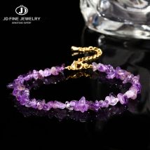 JD Pietra naturale Tormalina Ametista Roccia Quarzo Cristallo Pietra Chip Bracciale con perline Donna Guarigione Chakra Catena regolabile Gioielli