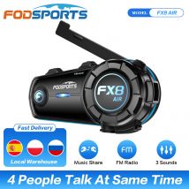 Fodsports FX8 AIR casco interfono moto auricolare Bluetooth, interfono 4 Rider, Radio FM, 3 effetti sonori, condivisione musicale