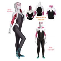 Gwen Spid Costume for  Kids and Adult  White Spider Girl Mask 3D Style Halloween Costumes Cosplay Suiter Body Jumpsuit