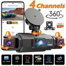 Telecamera da cruscotto per auto 4 canali 360 °   Videoregistratore WIFI Telecamera di registrazione DVR per auto 1080P Anteriore sinistro destro posteriore Scatola nera 24 ore di parcheggio Ricambi