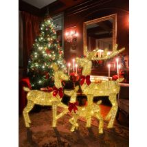 3pc/set Handmake Iron Art Elk Deer Christmas Deer Lighting Garden Decor LED Light Xmas Ornament Outdoor Yard Home Decor New Year