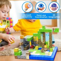 Magnetyczne klocki - Zestaw Buduj Moją Magnetyczną Światową Własność dla Chłopców i Dziewczynek w Wieku 3+, Zabawki sensoryczne dla maluchów, Prezenty, Zabawki konstrukcyjne
