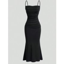 Frauen Kleid 2025, Frühling Sommer Elegante Party Fitting Schlank Spaghetti Strap Meerjungfrau Saum Maxi Mode Dame Party Kleider Vestidos