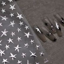 3D Brązujący Laser Srebrny Nieregularny Gwiazda Naklejki Na Paznokcie Efekt Metaliczny Srebrny Pentagram Naklejki Na Paznokcie Samoprzylepne Naklejki Nail Art Star