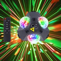 Luci per feste Luce da discoteca a 3 teste con proiezione di modelli e controllo del suono con telecomando Luce di sfondo colorata Rgb Illuminazione da palcoscenico adatta per feste di ballo al