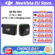 DJI Mic Mini (2 TX + 1 RX + estuche de carga) /1 TX + 1 RX micrófono inalámbrico con cancelación de ruido inteligente, Audio de alta calidad