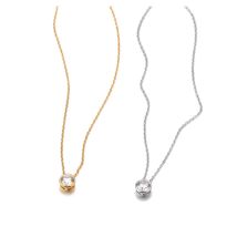 Zarte runde Hochzeits-Halskette mit Zirkonia-Kristall für Damen, 18 Karat vergoldeter Edelstahl, Modeschmuck JN25003