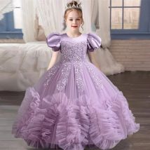 Neujahr Mädchen Spitzenkleid Mädchen Geburtstag Party Ball Abendkleid Ärmelloses Langes Kleid 4-12 Jahre alt Weihnachten Prinzessin Kleid