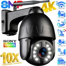 8MP 4K IP Camera 5X 10X Optical Zoom Outdoor WiFi Surveillance Camera Auto Tracking Dome PTZ Security Camera CamHipro APP