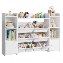 Getone Toy Storage Unit, libreria per bambini, organizzatore di giocattoli con 8 scatole e 9 ripiani