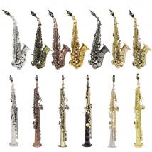 SLADE Sopransaxophon B Flachmessing Sax Professionelles Saxophon mit Koffer Blätter Mundstück Gurt Handschuhe Reinigungstuch Bürste
