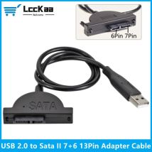 LccKaa Cavo convertitore adattatore USB 2.0 a Sata II 7 + 6 13 pin stile stabile per cavo convertitore unità slimline CD/DVD ROM portatile