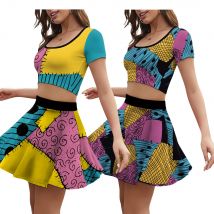 [Du bist mein Geheimnis] Halloween Nightmare Before Christmas Sally Kleid Party Top Verkleidung Erwachsene Performance Cosplay Kostüme Sets