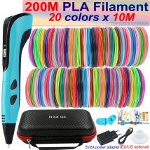 Nowy dziecięcy długopis 3D z ekranem LCD 200M PLA i zasilaczem Etui podróżne Świąteczny prezent urodzinowy dla dzieci