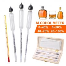 4Pcs Alkohol Meter Set Detektor 0-100% Alkoholmeter Tester + Thermometer Wein Hydrometer Alkohol Konzentration Mess Werkzeug