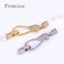 14X50MM 18K echt vergoldet Luxus Zirkonia Verschluss Verschluss Verbinder für Perlenkette DIY Schmuckherstellung Zubehör