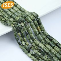AA Naturstein Russische Serpentinen-Jade-Perlen, röhrenförmige und ovale Form, Perlen für Schmuckherstellung, Armband, Halskette, DIY-Zubehör