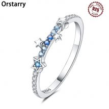 925 Sterling Silver Gradient Zircon Star Closed Ring For Women Finger Ring Personality Jewelry Birthday Party Exquisite Gifts