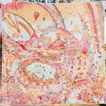 135CM Kaschmir Schal Frauen Manuelle Hand Gerollt Schals Meer Stadt Platz Schals Wrap Bandana Luxus Marke Hijab Weibliche Foulards