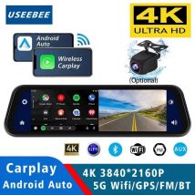 10 "4k 2160p Dash Cam Carplay Android-Auto Auto DVR Dual Len 5G WLAN GPS BT FM Video Drive Recorder Stream Spiegel Dashcam Kamera