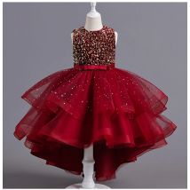 A88 Abito in rete per bambini Abito senza maniche per ragazze Abiti da principessa per feste da sera per matrimoni rosa per ragazza per bambini