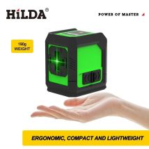 HILDA Nivel láser de 2 líneas impermeable a prueba de polvo a prueba de golpes luz verde correa autonivelante imán láser Horizontal y Vertical