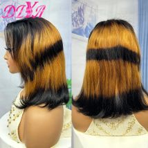 200% Density Straight Bob Human Hair Wigs 10-16 Inches Ombre Short Bob Wig 13x4 Transparent Lace Frontal Wig for Black Women