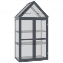 Mini serra Outsunny con struttura fredda 3 livelli doppie porte Legno policarbonato naturale