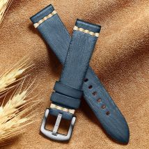 ADDIESDIVE Retro handgefertigtes Rindsleder-Uhrenarmband, handgefertigtes, pflanzlich gegerbtes Leder-Uhrenarmband, Ersatz 20 mm 22 mm Uhrenarmbänder