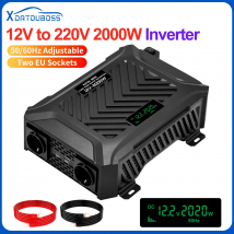 Inverter DATOU BOSS 2000W 50/60Hz Regolabile da DC 12V a 220Vac con Display LCD USB, Inverter 12V 220V 4000W Potenza di Picco, Due Prese