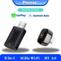 Pionray Wireless CarPlay and Android Auto Adapter, 5Ghz, High-Speed WiFi, Type-C, USB, Plug-and-Play, 2 in 1