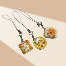 3-teiliges Set im japanischen Stil, niedliche Katze, Brot, Handy-Anhänger, Kätzchen, Toast, Schlüsselanhänger, Kawaii-Lanyard-Anhänger für Taschen, perfektes Geschenk