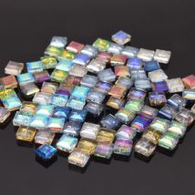 20/60pcs 10x10x6mm Color Square Cube Faceted Crystal Glass Beads Loose Spacer Beads for Jewelry Making DIY Accessories