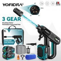 YOFIDRA 220Bar Brushless Ad Alta Pressione Pistola di Lavatrice Per Auto Giardino Elettrico Lavaggio Acqua di Lavaggio Pistola A Spruzzo Per Makita 18V Batteria Spille